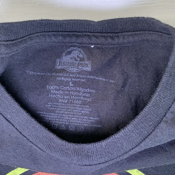 Jurassic Park T-Shirt Tee T-Rex Black Cotton Mens L - Picture 3 of 7